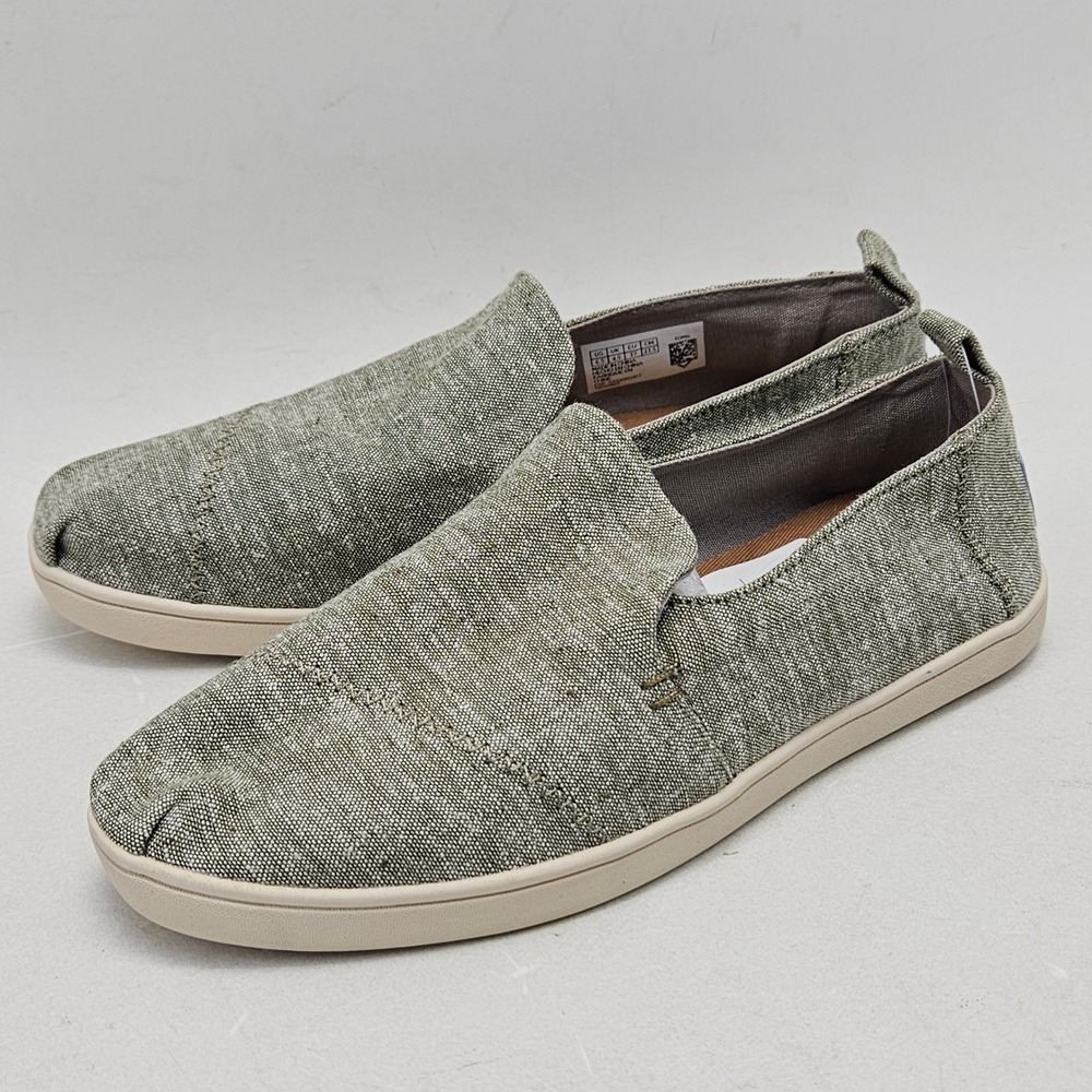 TOMS Alpargata Green Linen Slip On Shoes Womens 6.5 Medium Green 10010883 Flat